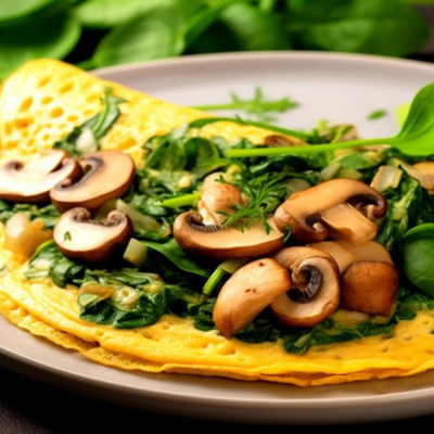 omelete de espinafre e cogumelo